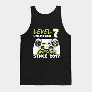 Seven 7Th Birthday Decoration Boy 7Yr 7 Year Old Birthday Tank Top